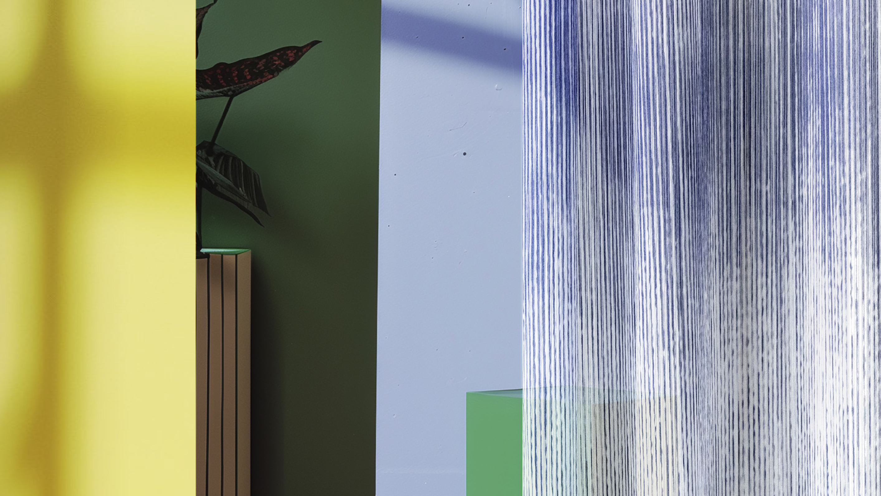 Ein Raum mit Vorhängen. Abstrakte Komposition