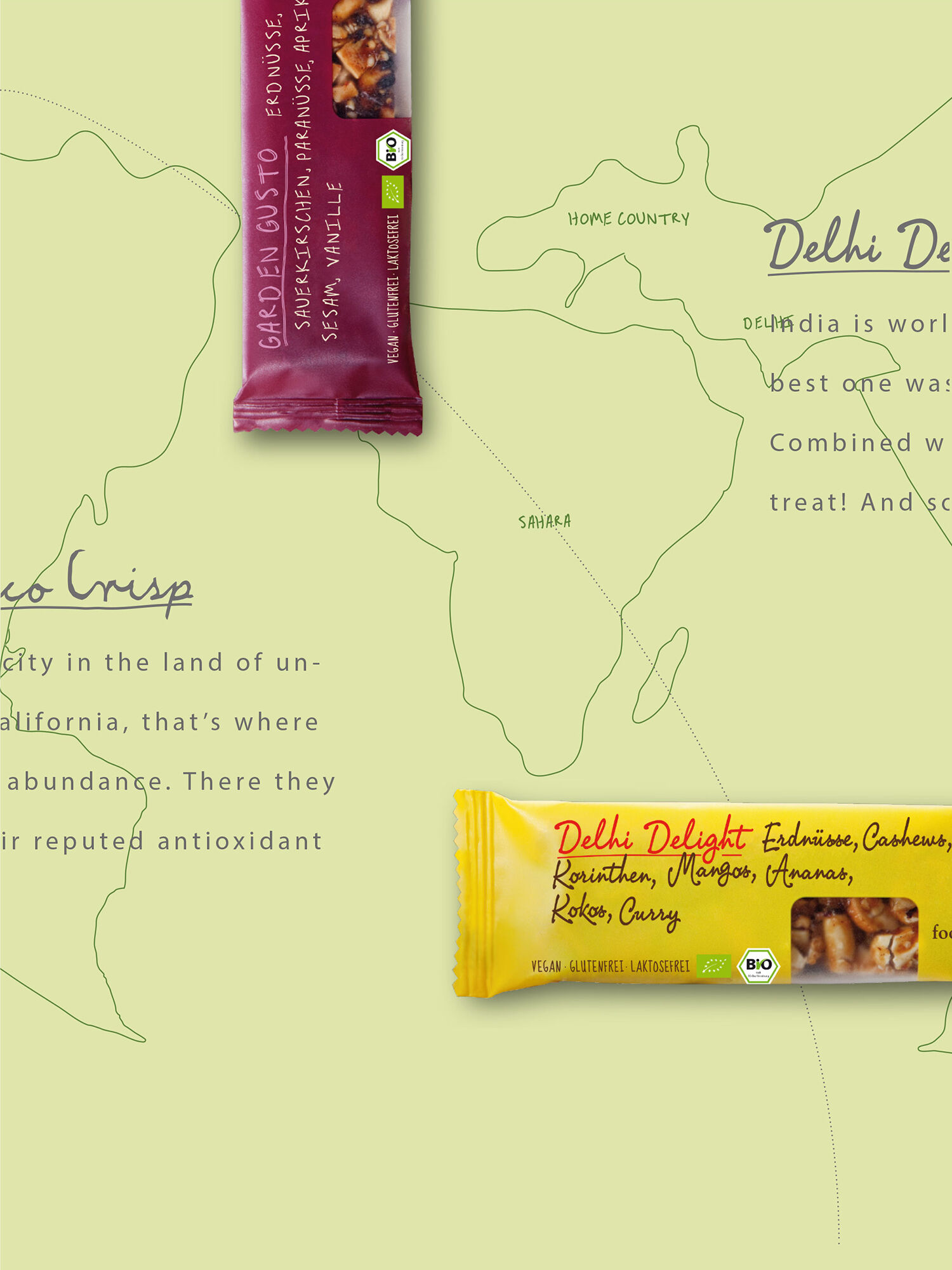Two Foodloose bars on a green reduced world map with information about each bar.