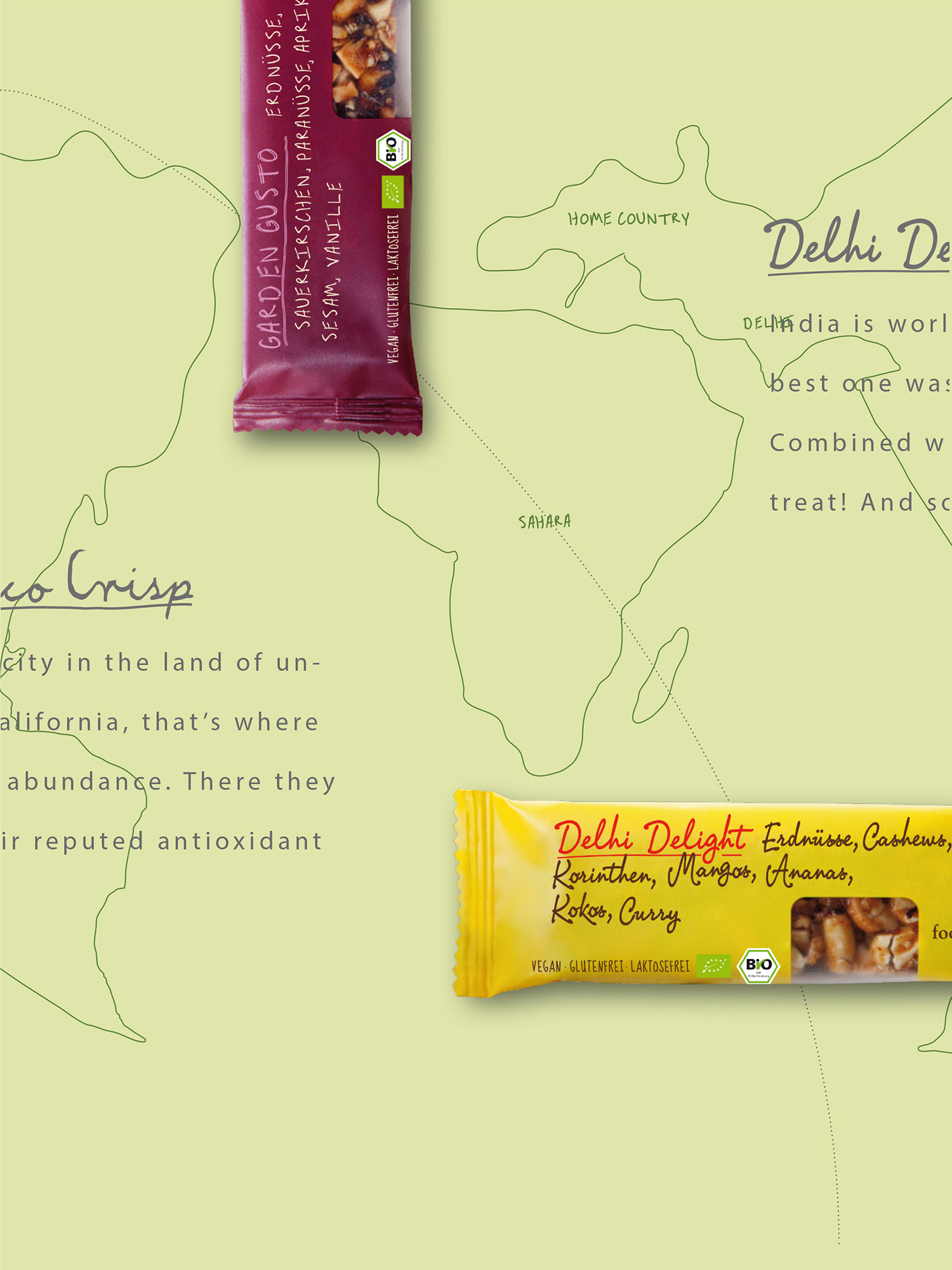 Two Foodloose bars on a green reduced world map with information about each bar.
